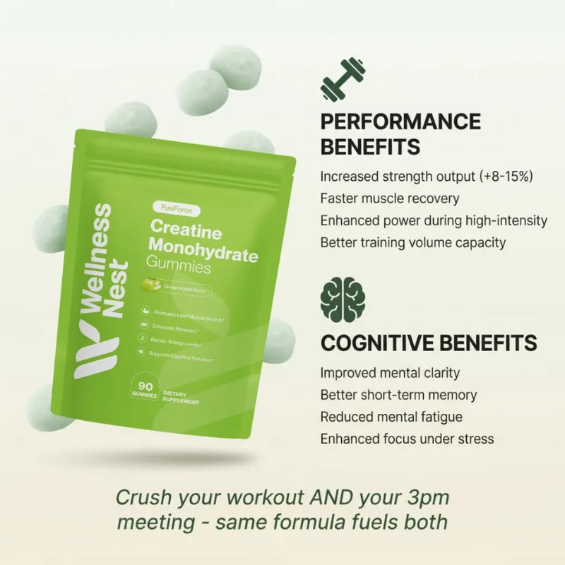 Benefici di FusiForce Creatine Gummies per performance e funzioni cognitive
